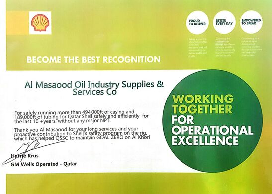 Al Masaood Oil & Gas awarded by Shell